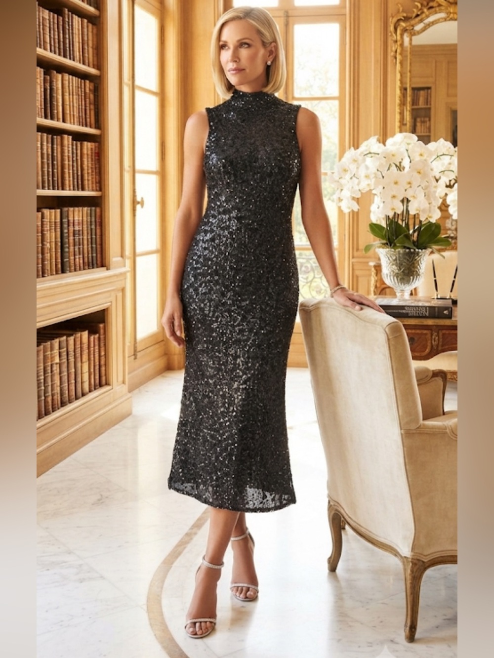 New Avery Sparkling Black Maxi Dress size L, but for M too very nice! - Picture 5 of 16